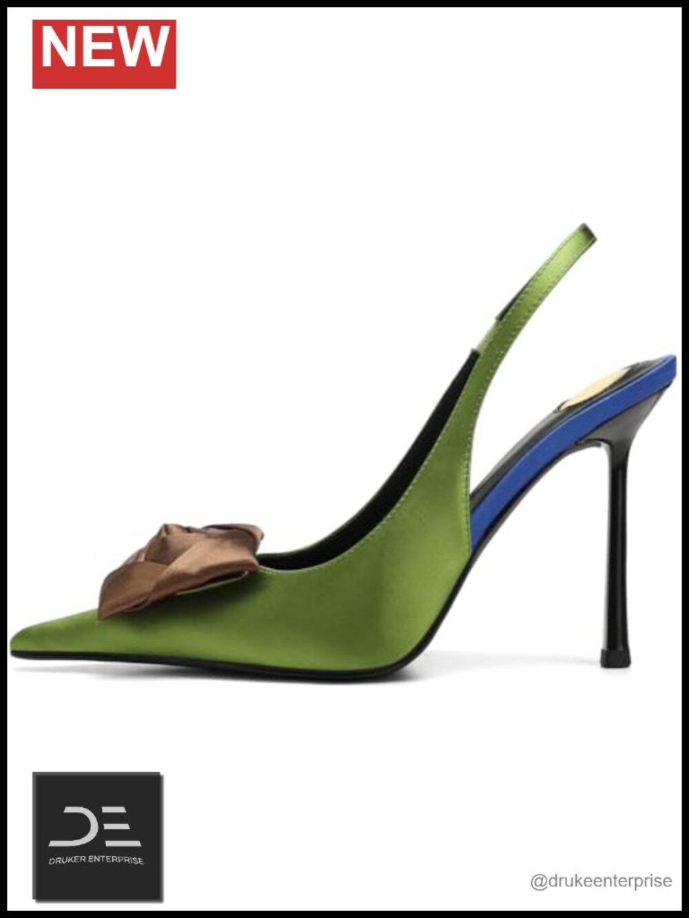 Satin Square Rose Slingback Pumps Pointed Toe Stiletto Heels Women's - Picture 4 of 6